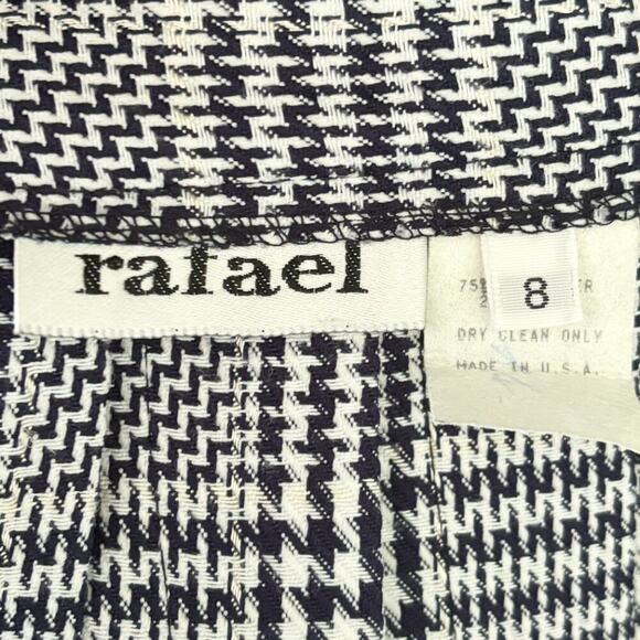 VTG 80s RAFAEL Houndstooth Plaid Pleated Skirt in Navy Blue & White SZ 4 - Picture 9 of 12